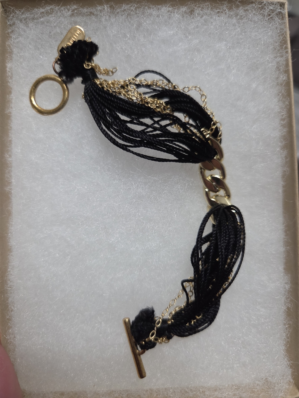 Lisa Freede Gold and Black Tassel Multi-Chain Bracelet